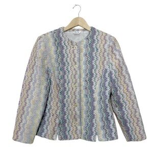 Vintage Bleyle Multicolor Zigzag Patterned Women's Jacket Blazer - Size 12